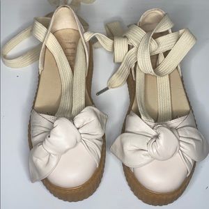 Tan platform tie around size 8.5